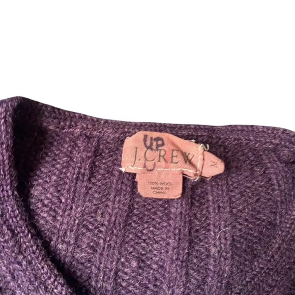 Vintage J Crew Wool Sweater Medium Men’s 90s Crewneck Gray Cable Knit Fisherman - Picture 3 of 6